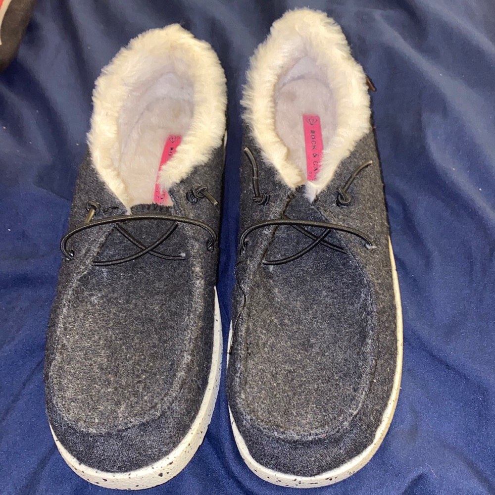 Rock & Candy faux fur lined slip on loafer flats